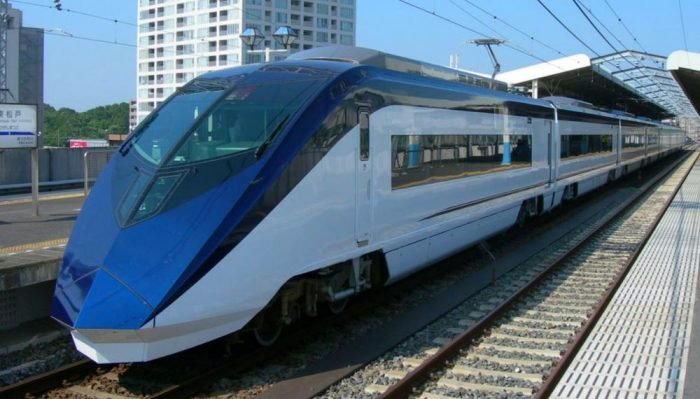 Keisei futuristic train from Narita Airport to Tokyo